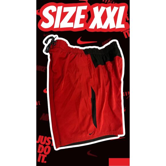 Nike Red Black Athletic Shorts XXL Mesh Lined Drawstring Waist - Picture 1 of 11
